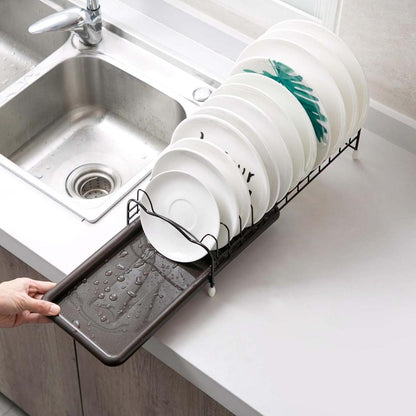 Compact Metal Dish Drying Rack with Drip Tray by HitMyNeed