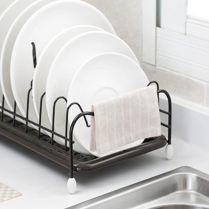 Compact Metal Dish Drying Rack with Drip Tray by HitMyNeed
