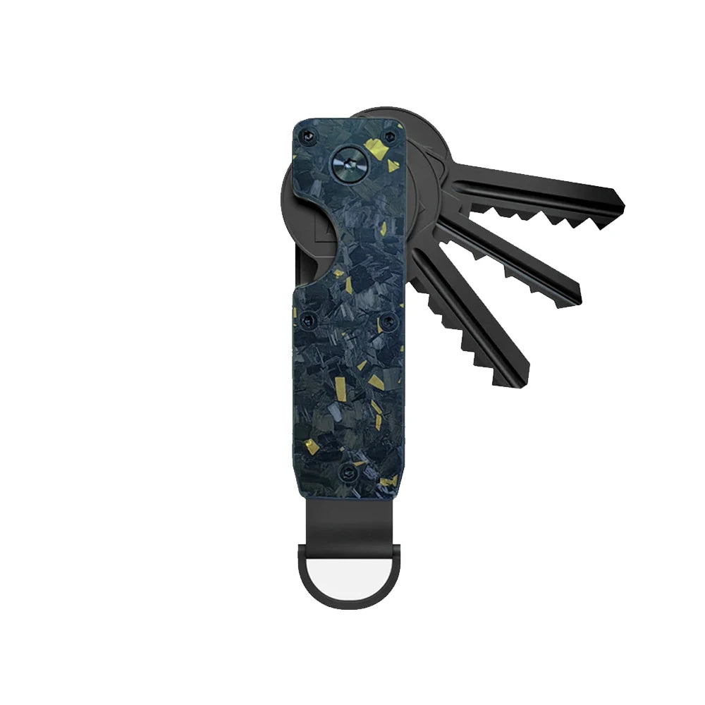 Compact Metal Key Organizer Holder for 1-5 Keys gold-carbon by HitMyNeed