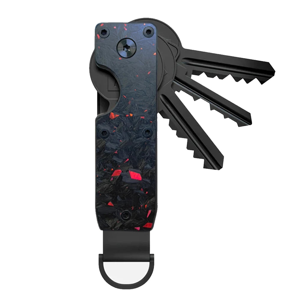 Compact Metal Key Organizer Holder for 1-5 Keys red-carbon by HitMyNeed