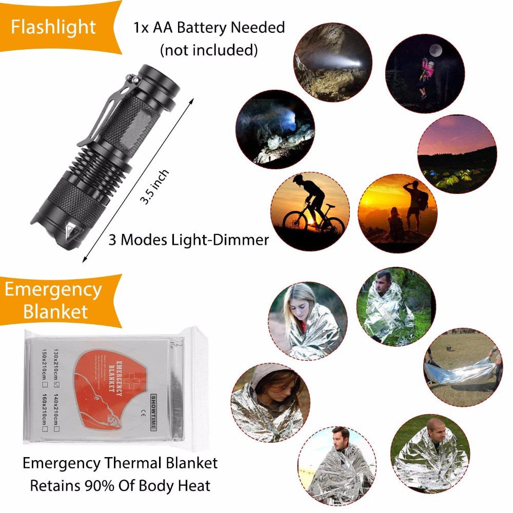 Compact Survival Gear Kit with 11 Emergency Tools by HitMyNeed