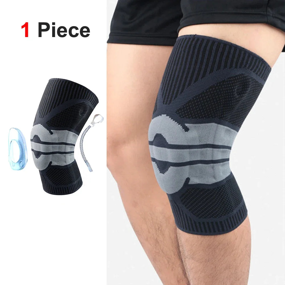 Compression Knee Brace for Pain Relief & Support black-gray-1pcs xl by HitMyNeed