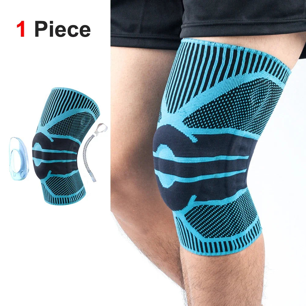 Compression Knee Brace for Pain Relief & Support blue-1pcs xxl by HitMyNeed