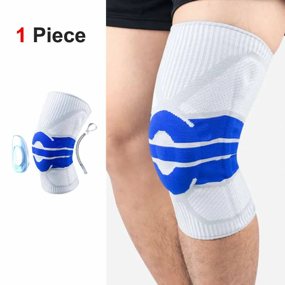 Compression Knee Brace for Pain Relief & Support white-blue-1pcs xxl by HitMyNeed