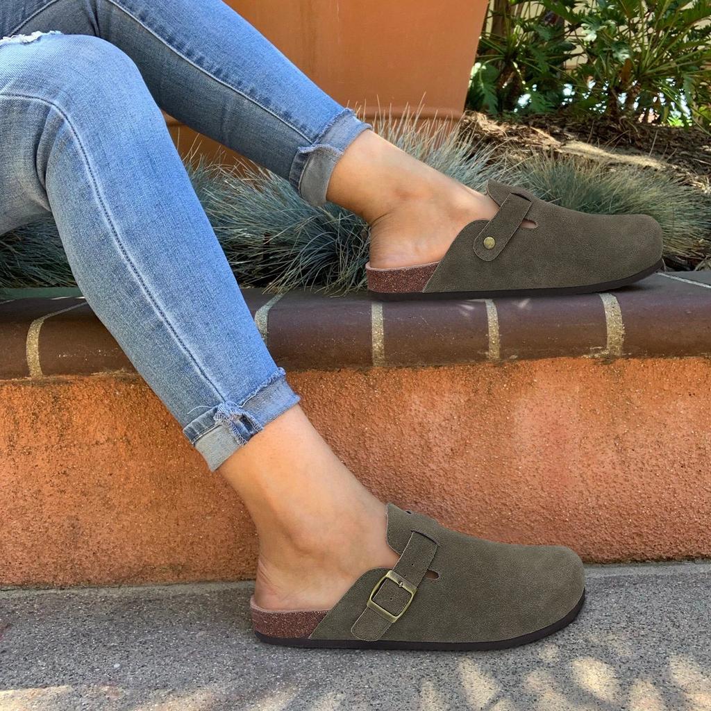 Comwarm Suede Cork Clog Mules with Arch Support by HitMyNeed