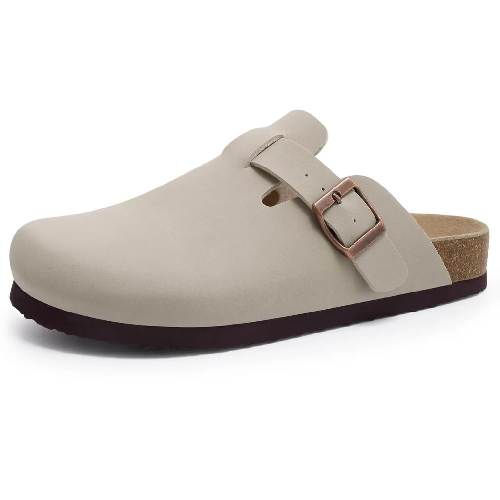 Comwarm Suede Cork Clog Mules with Arch Support stone-e 36.0 by HitMyNeed