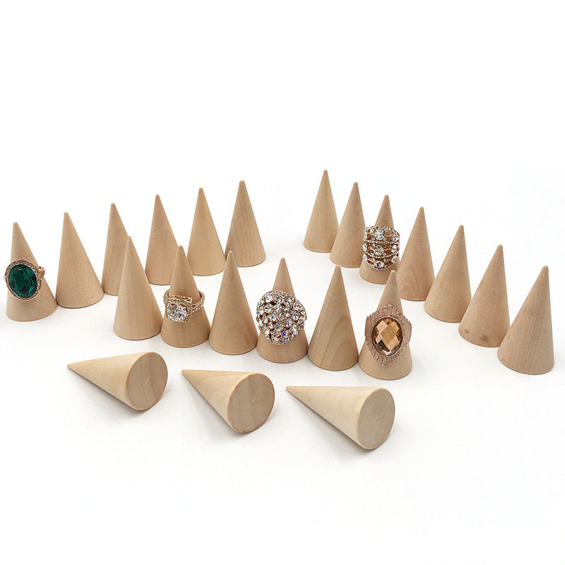 Cone Wooden Ring Display Stand Set (6 pcs) by HitMyNeed