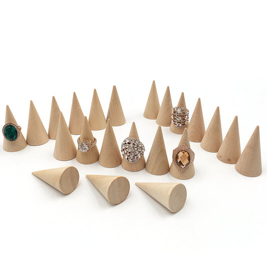 Cone Wooden Ring Display Stand Set (6 pcs) by HitMyNeed