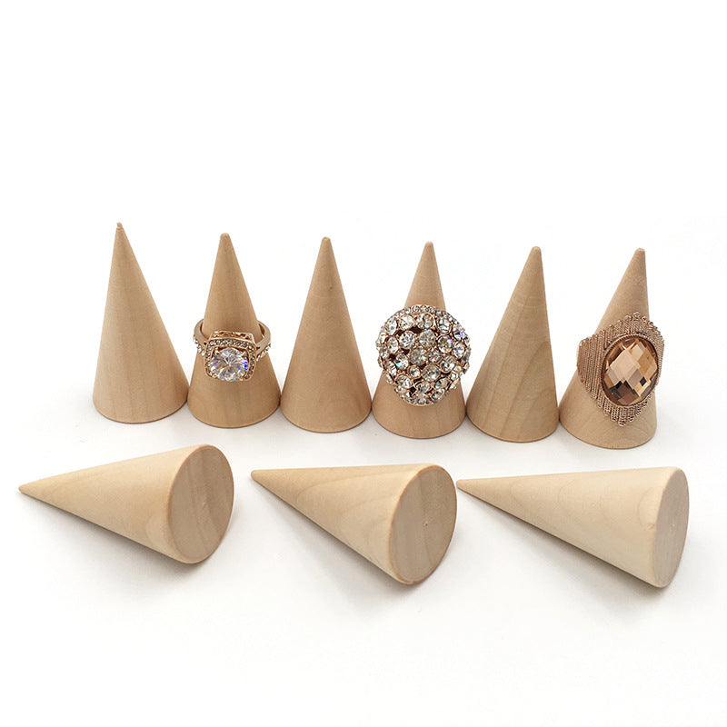 Cone Wooden Ring Display Stand Set (6 pcs) by HitMyNeed