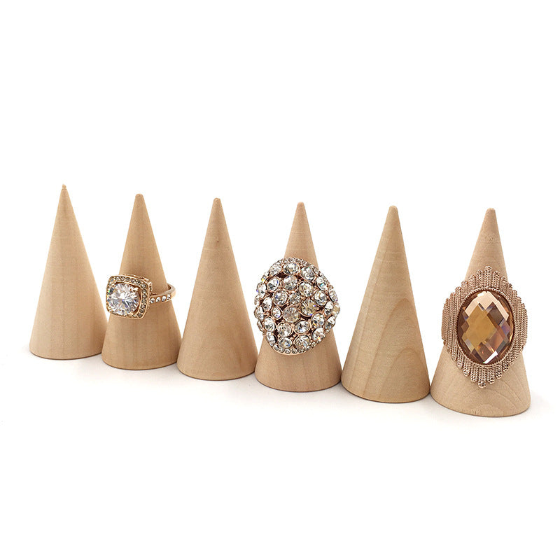 Cone Wooden Ring Display Stand Set (6 pcs) by HitMyNeed