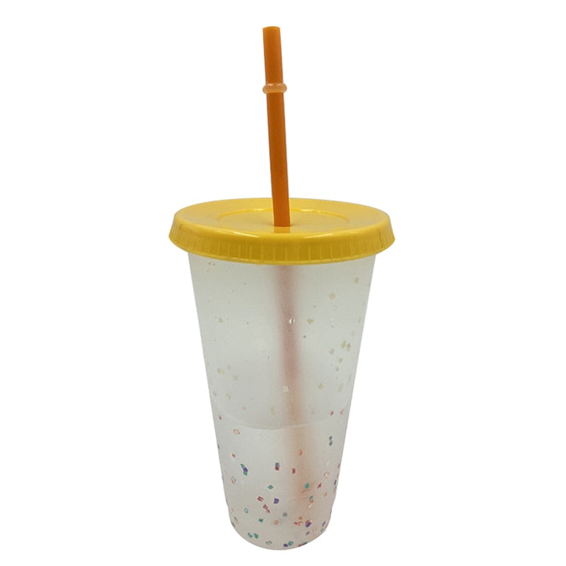 Confetti Color Changing Cups 700ml with Lids & Straws, 5pcs by HitMyNeed