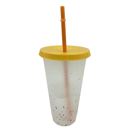 Confetti Color Changing Cups 700ml with Lids & Straws, 5pcs by HitMyNeed