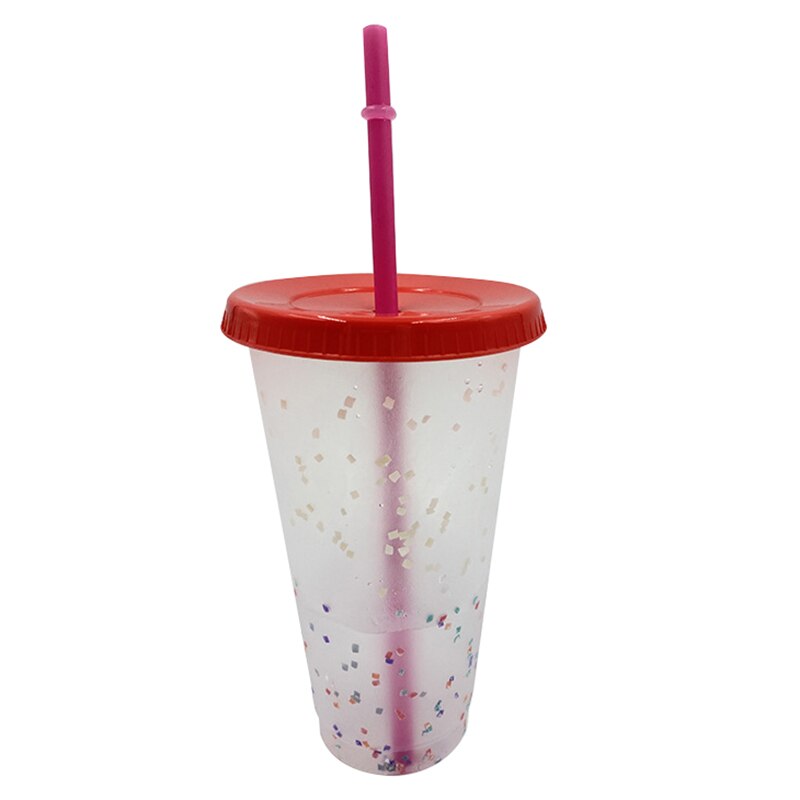 Confetti Color Changing Cups 700ml with Lids & Straws, 5pcs by HitMyNeed