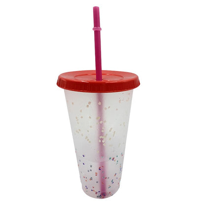 Confetti Color Changing Cups 700ml with Lids & Straws, 5pcs by HitMyNeed