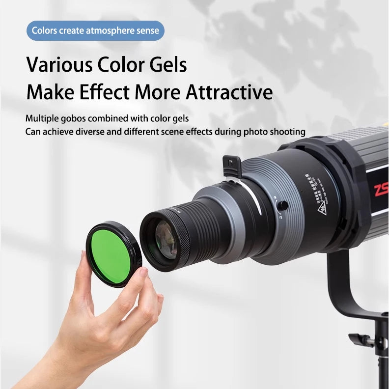 Conical Optical Snoot with Bowens Mount and 20 Gobos by HitMyNeed