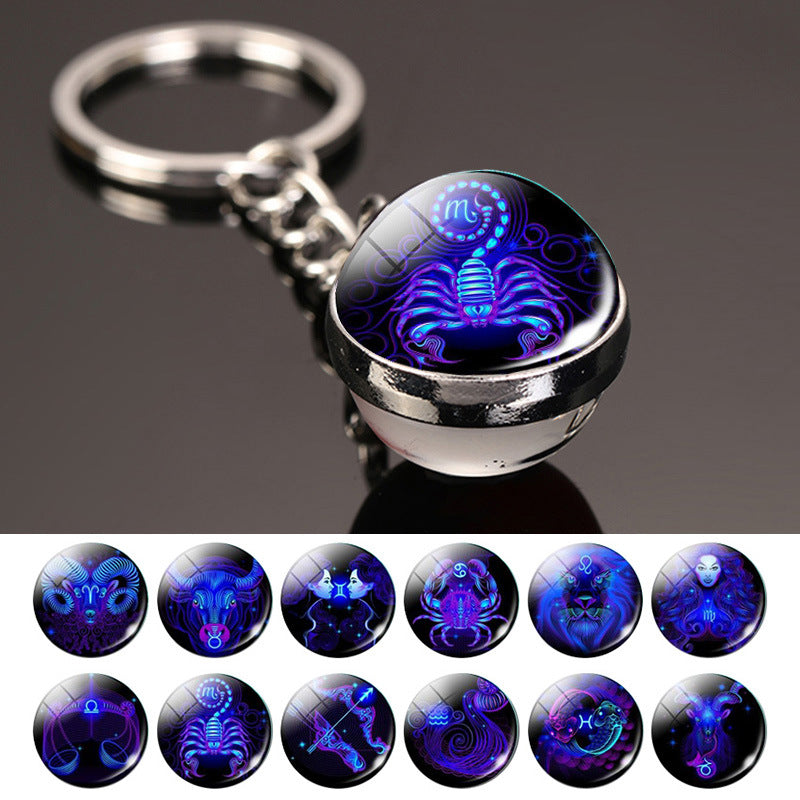 Constellation Double-Sided Glass Ball Keychain capricorn-luminous by HitMyNeed