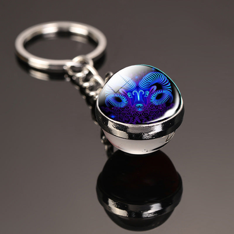 Constellation Double-Sided Glass Ball Keychain libra-luminous by HitMyNeed