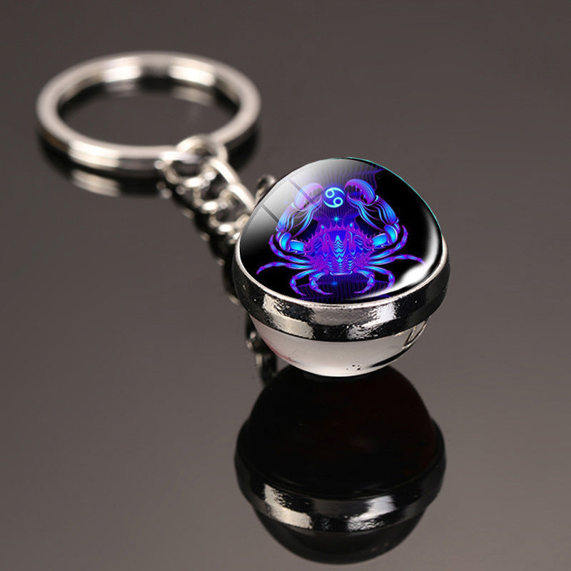 Constellation Double-Sided Glass Ball Keychain scorpio-luminous by HitMyNeed