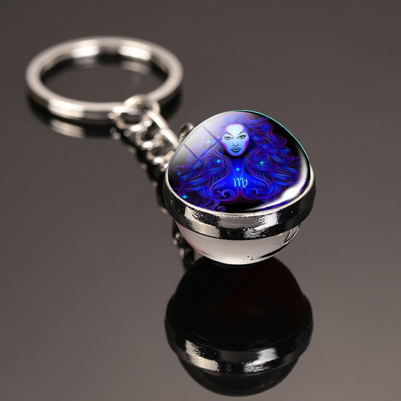 Constellation Double-Sided Glass Ball Keychain taurus-luminous by HitMyNeed