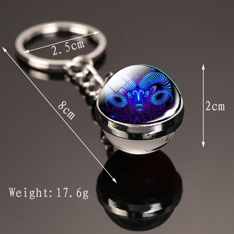 Constellation Double-Sided Glass Ball Keychain virgo-luminous by HitMyNeed
