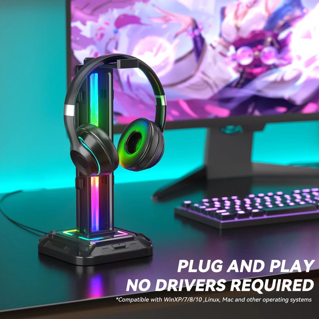 Controller Stand with 9 Light Modes & Rotating Headset Holder by HitMyNeed