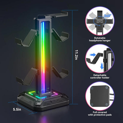 Controller Stand with 9 Light Modes & Rotating Headset Holder by HitMyNeed