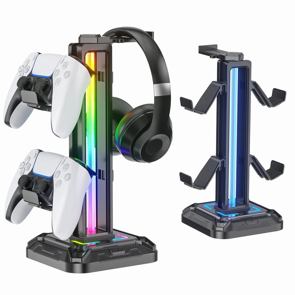 Controller Stand with 9 Light Modes & Rotating Headset Holder black by HitMyNeed
