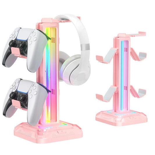 Controller Stand with 9 Light Modes & Rotating Headset Holder pink by HitMyNeed