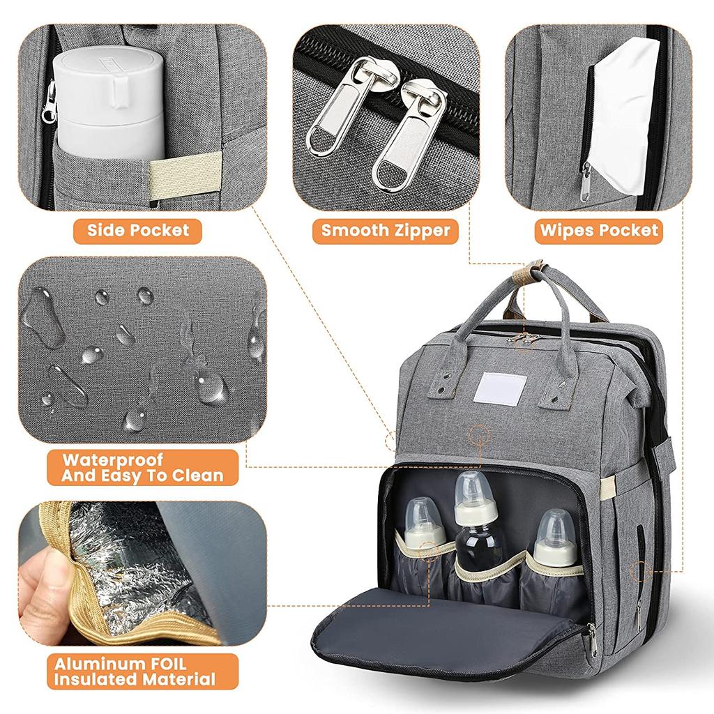 Convertible Mommy Backpack with Foldable Baby Bed by HitMyNeed