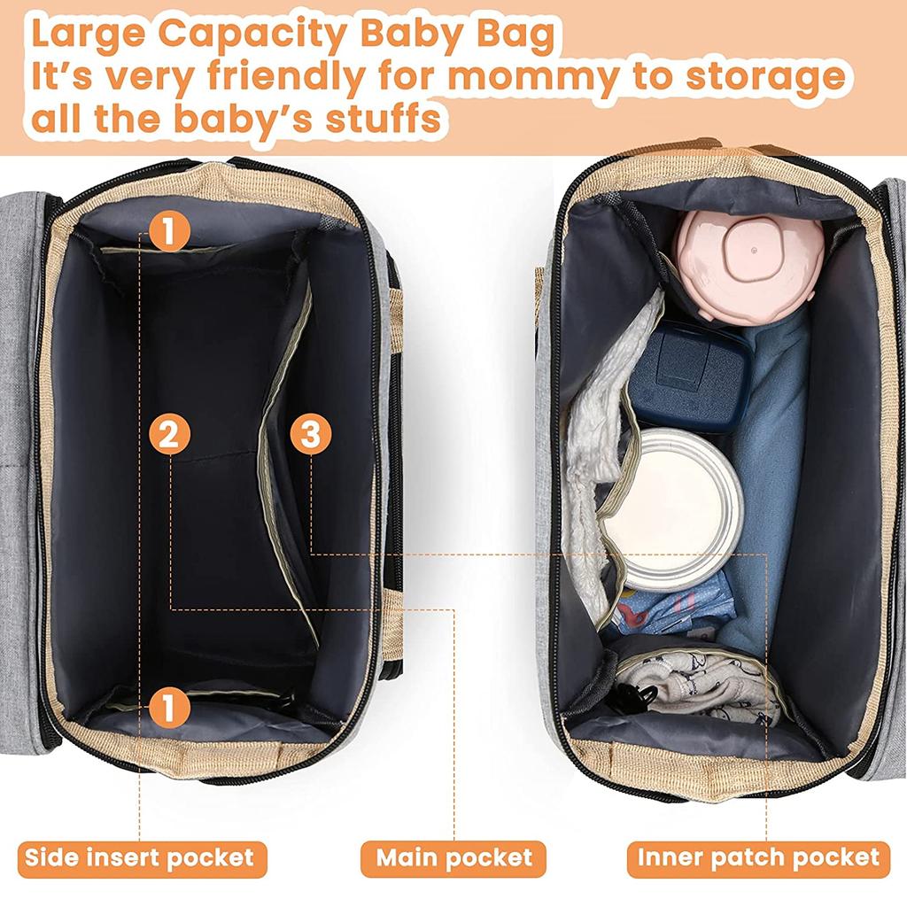 Convertible Mommy Backpack with Foldable Baby Bed by HitMyNeed