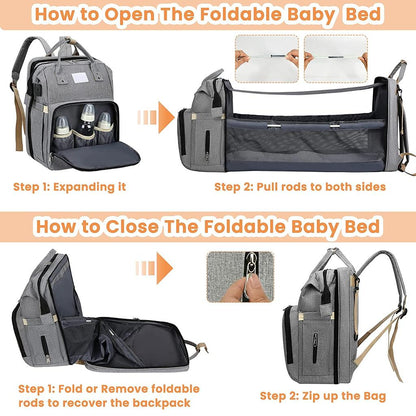Convertible Mommy Backpack with Foldable Baby Bed by HitMyNeed