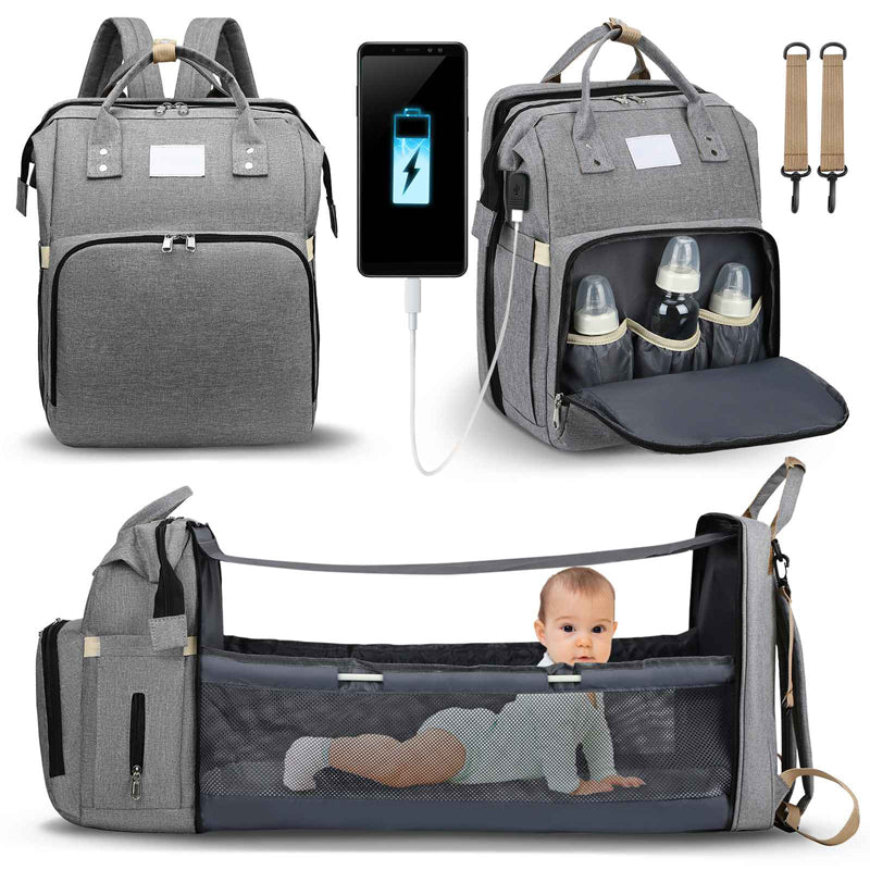 Convertible Mommy Backpack with Foldable Baby Bed by HitMyNeed