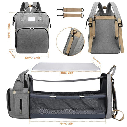 Convertible Mommy Backpack with Foldable Baby Bed by HitMyNeed