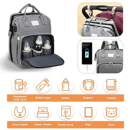 Convertible Mommy Backpack with Foldable Baby Bed by HitMyNeed
