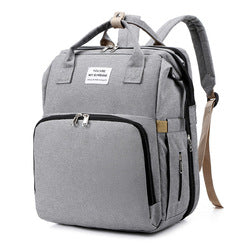 Convertible Mommy Backpack with Foldable Baby Bed gray by HitMyNeed