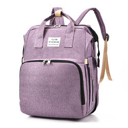 Convertible Mommy Backpack with Foldable Baby Bed purple by HitMyNeed
