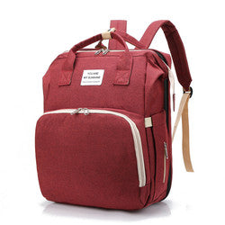 Convertible Mommy Backpack with Foldable Baby Bed red by HitMyNeed