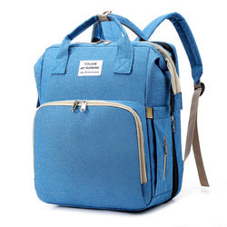 Convertible Mommy Backpack with Foldable Baby Bed sky-blue by HitMyNeed