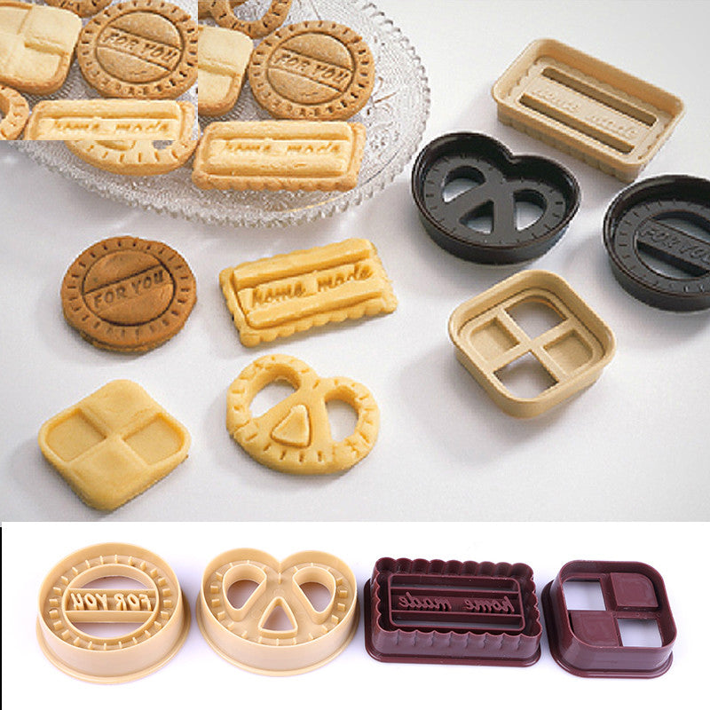 Cookie Molds Set, 4 Shapes for Home Baking by HitMyNeed
