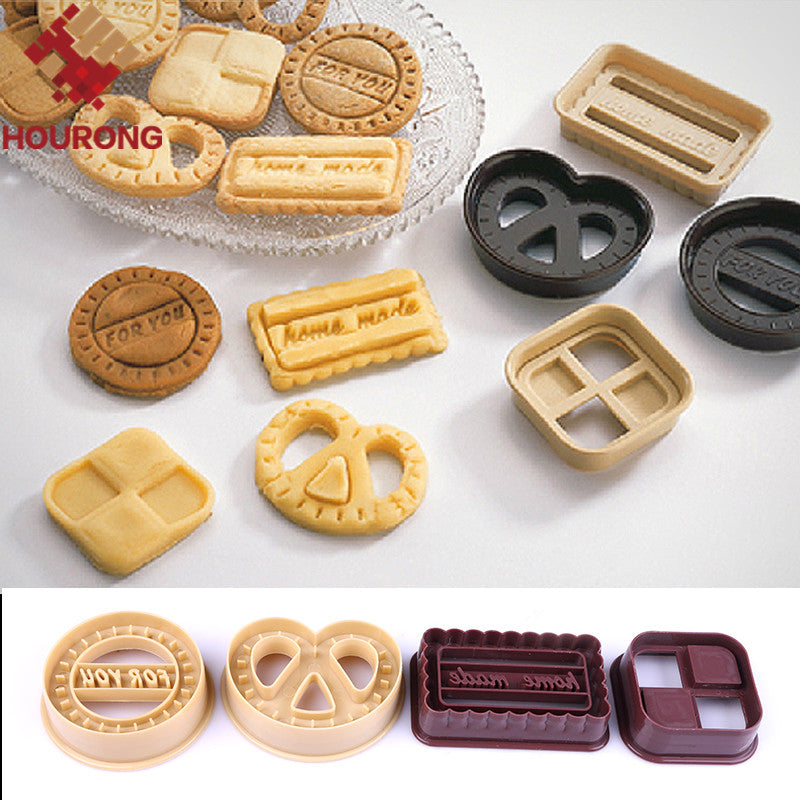 Cookie Molds Set, 4 Shapes for Home Baking by HitMyNeed