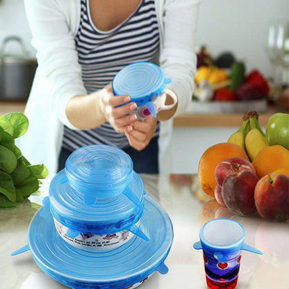 Cookware Silicone Covers Set of 6 - Stretch Lids by HitMyNeed