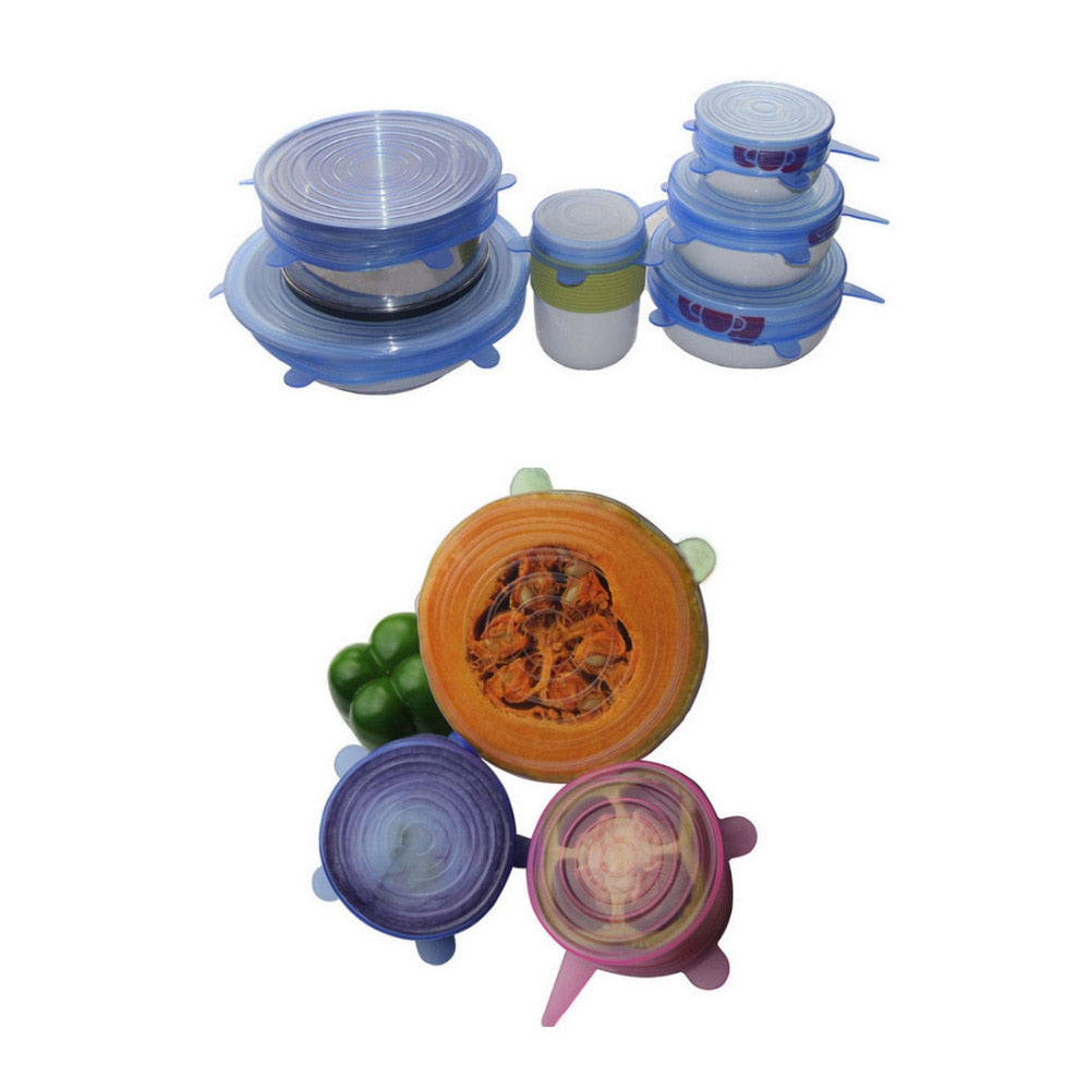 Cookware Silicone Covers Set of 6 - Stretch Lids by HitMyNeed