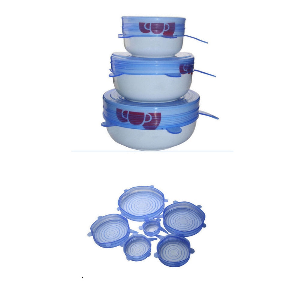 Cookware Silicone Covers Set of 6 - Stretch Lids by HitMyNeed