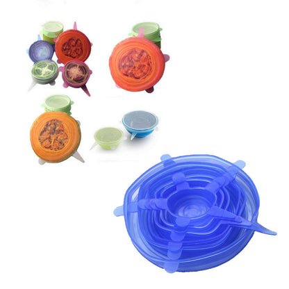 Cookware Silicone Covers Set of 6 - Stretch Lids by HitMyNeed