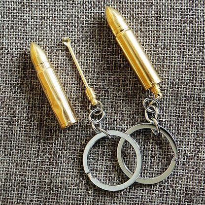 Copper Bullet Keychain with Removable Ear Pick Tool by HitMyNeed