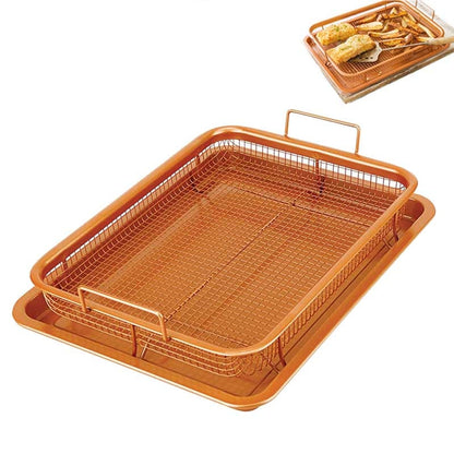 Copper Mesh Oven Grill Tray Set with Pan by HitMyNeed