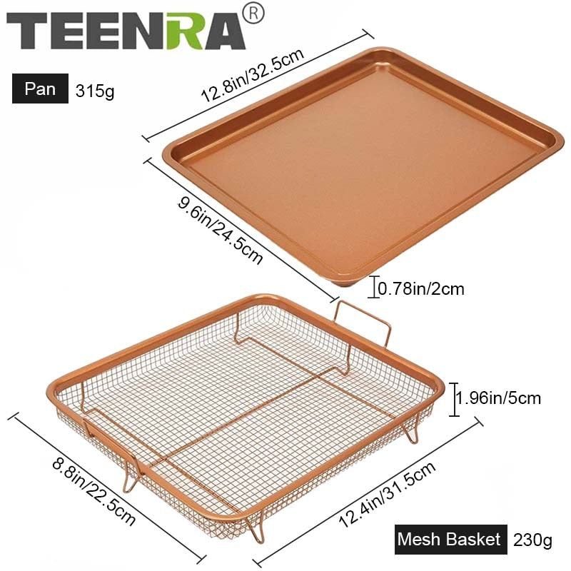 Copper Mesh Oven Grill Tray Set with Pan by HitMyNeed
