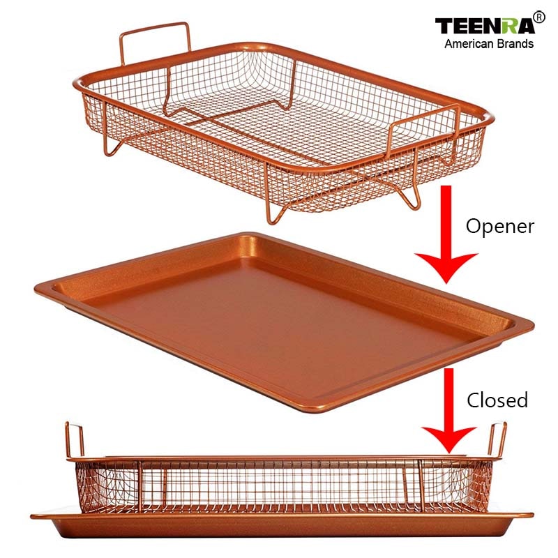 Copper Mesh Oven Grill Tray Set with Pan by HitMyNeed