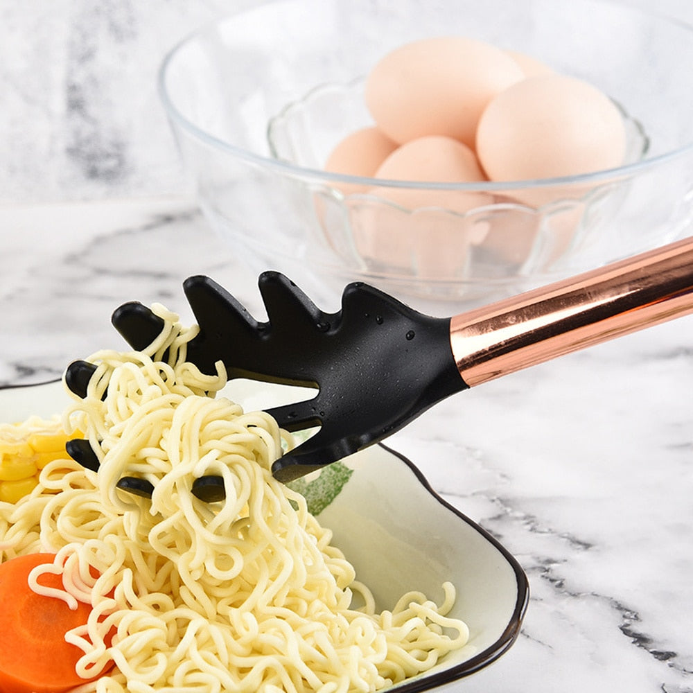 Copper Silicone Kitchen Utensil Set with Holder by HitMyNeed