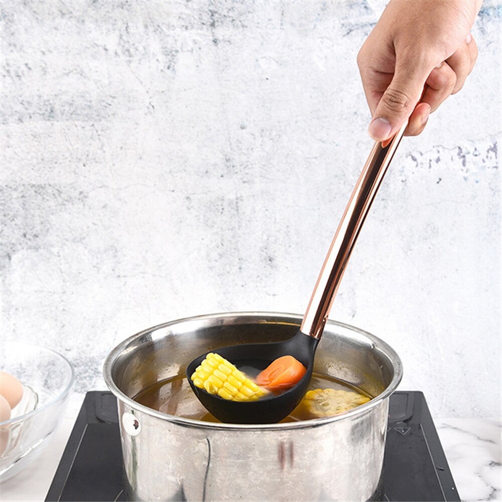 Copper Silicone Kitchen Utensil Set with Holder by HitMyNeed